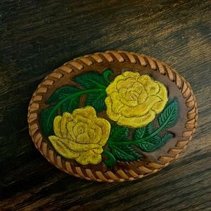 Leather Rose Belt Buckle